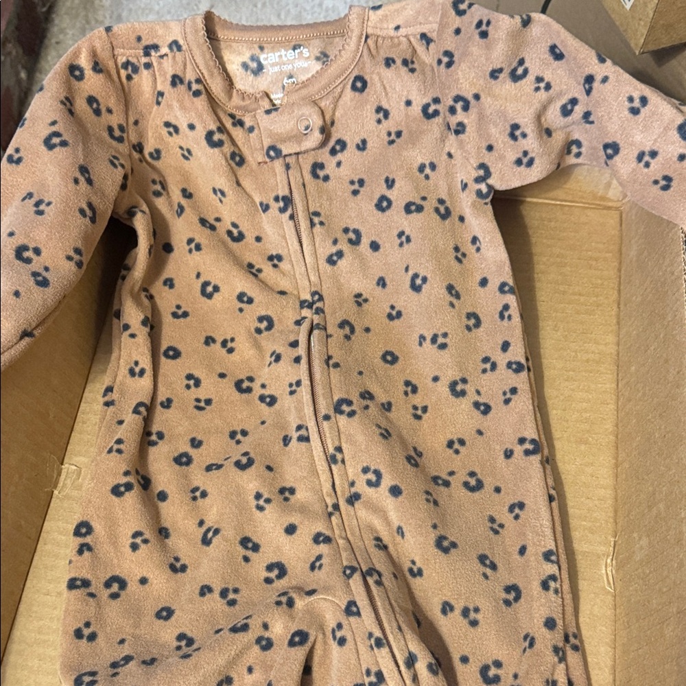 Carter's White and Gray Bunny Print and Brown Paw Print Footies - Picture 3 of 4